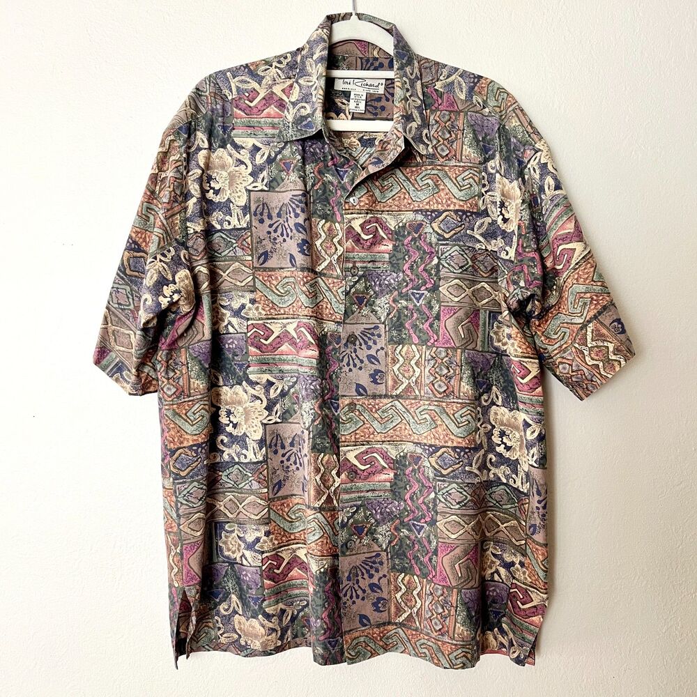 Vintage Tori Richard 100% Cotton Lawn Hawaiian Shirt Shell Buttons Men's Size M
